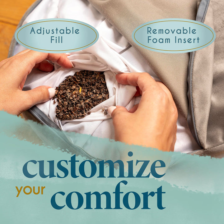 Florensi Meditation Cushion Grey Velvet Buckwheat Round Yoga Floor Seat 