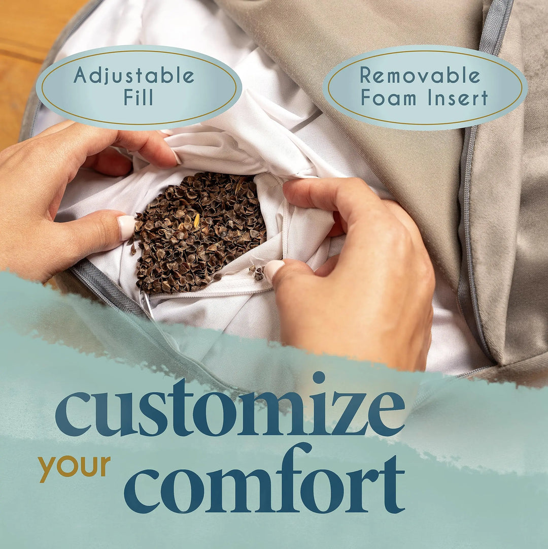 Florensi Meditation Cushion Grey Velvet Buckwheat Round Yoga Floor Seat 