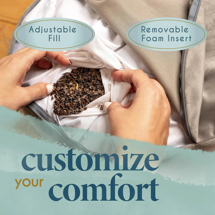 Florensi Meditation Cushion Grey Velvet Buckwheat Round Yoga Floor Seat 