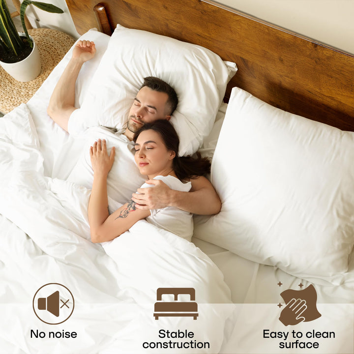 Frida Queen Bed Frame with Tall Headboard, Solid Wood Platform Bed Caramel, Quick &amp; Easy Assembly, No Box Spring Needed, Compatible with All Mattresses 