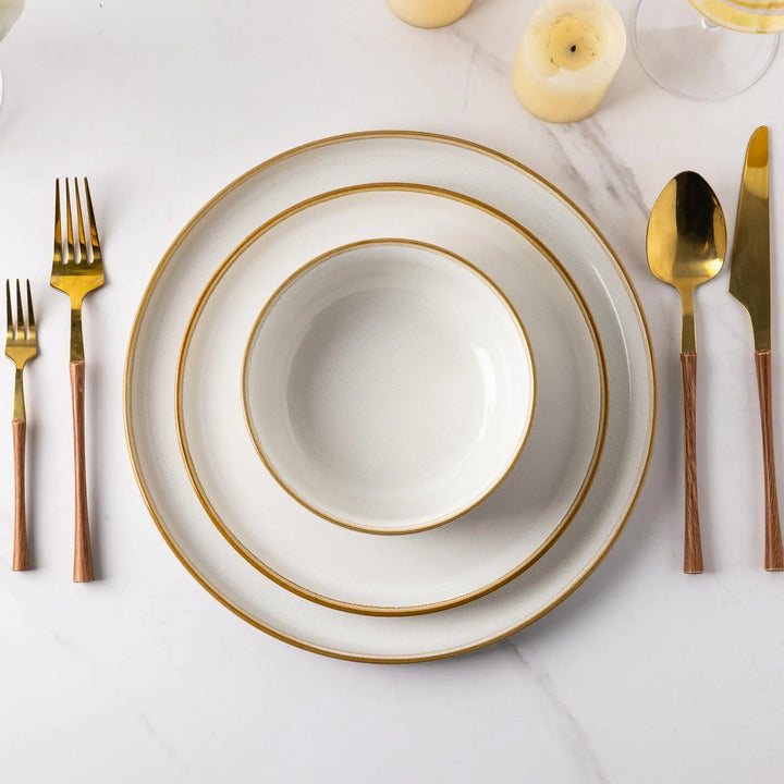 GBHOME Dinnerware Sets for 6, 18 Pieces Ceramic Plates and Bowls Set