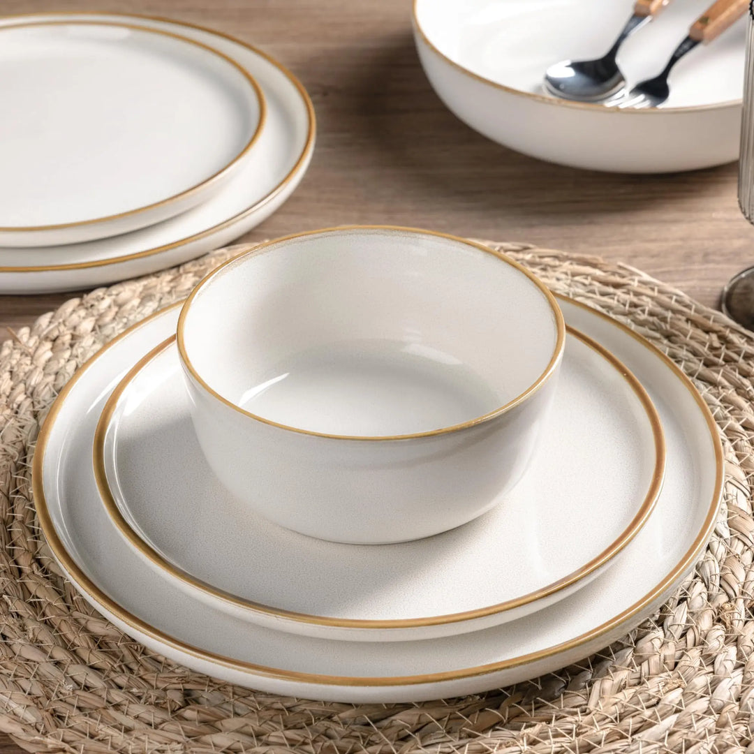 GBHOME Dinnerware Sets for 6, 18 Pieces Ceramic Plates and Bowls Set