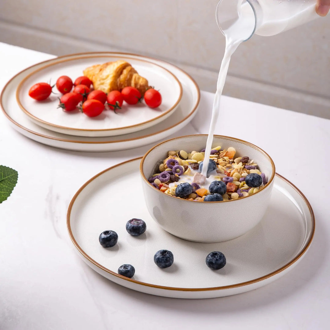 GBHOME Dinnerware Sets for 6, 18 Pieces Ceramic Plates and Bowls Set