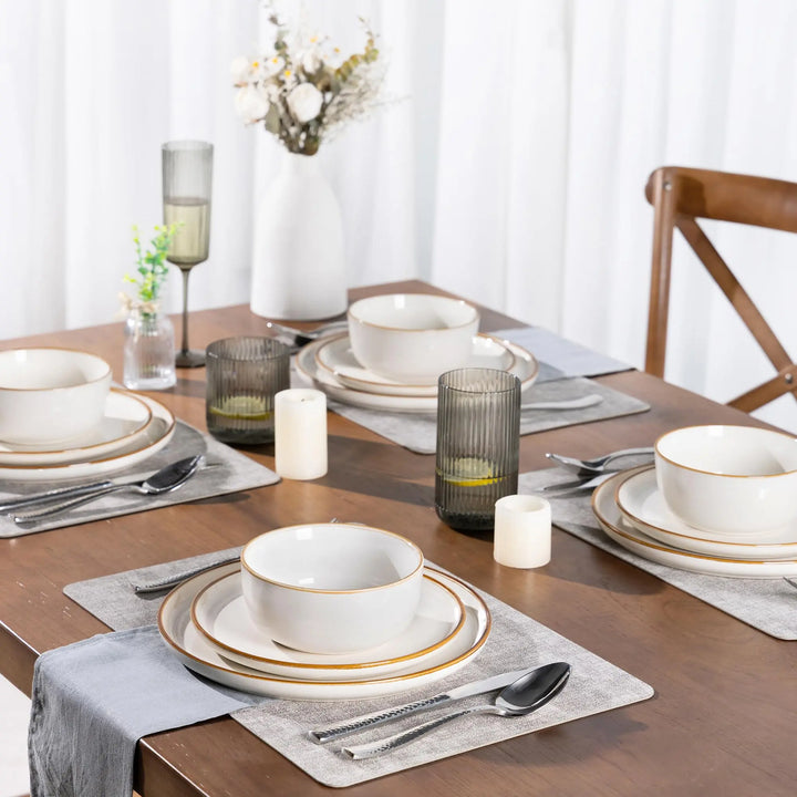 GBHOME Dinnerware Sets for 6, 18 Pieces Ceramic Plates and Bowls Set