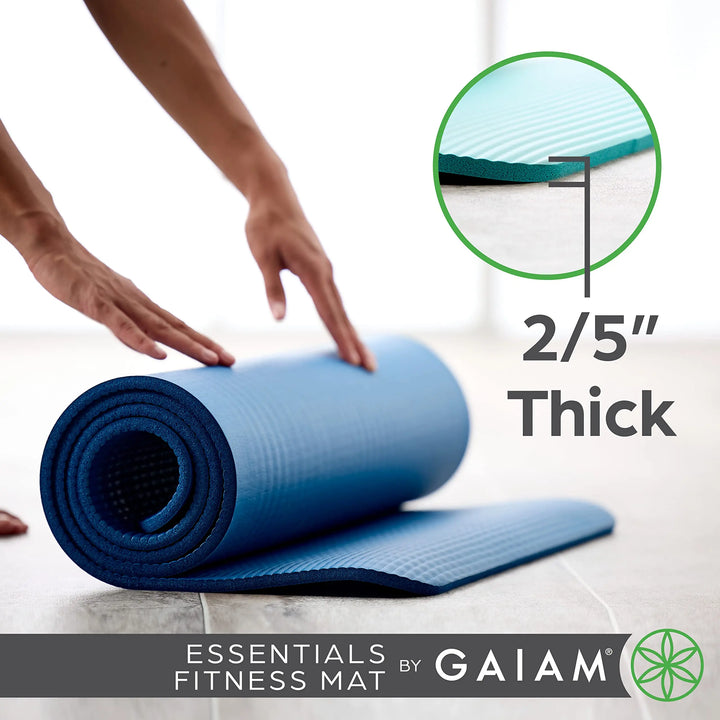 Gaiam Yoga Mat, Carrier Strap, 2/5” Thick, 10mm - Navy