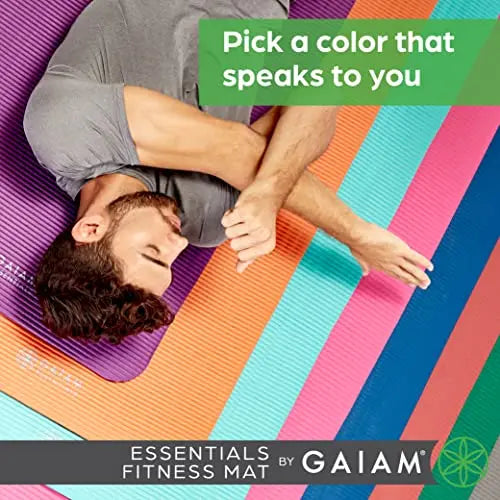 Gaiam Yoga Mat, Carrier Strap, 2/5” Thick, 10mm - Navy