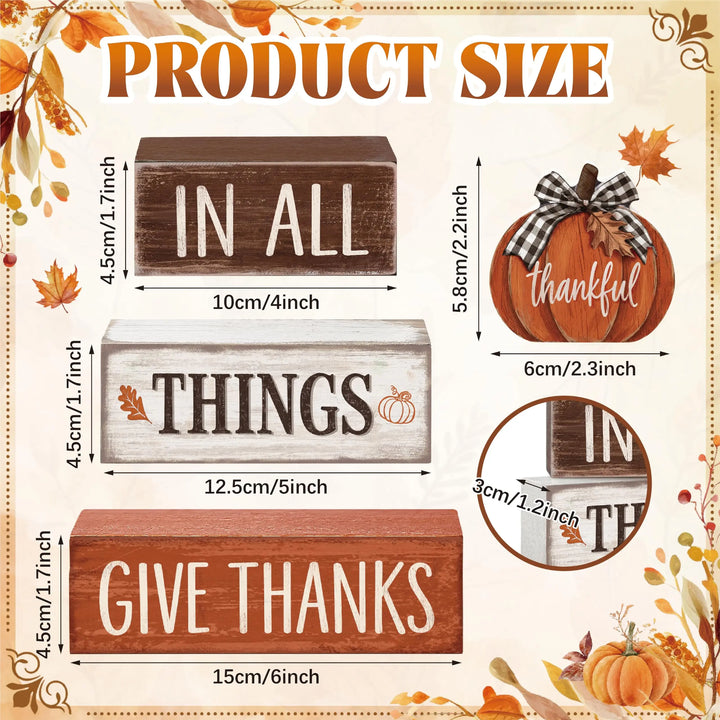 Golibra 4 Pcs Fall Tiered Tray Decor, Wooden Fall Decorations for Home