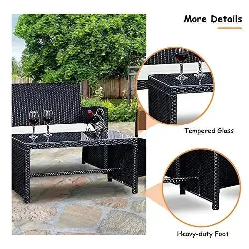 Goplus 4-Piece Rattan Patio Furniture Set - White | Black Wicker