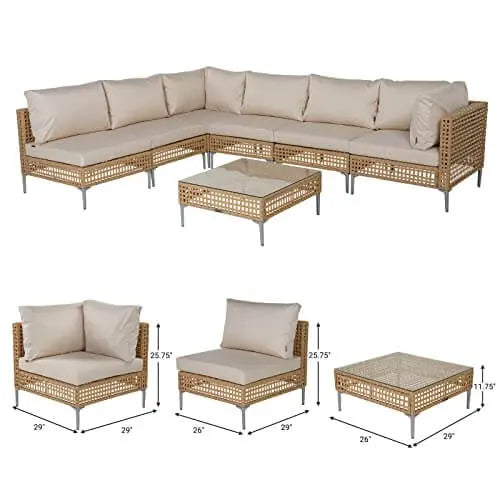 7-Piece Wicker Patio Furniture Set - Thumbnail 5