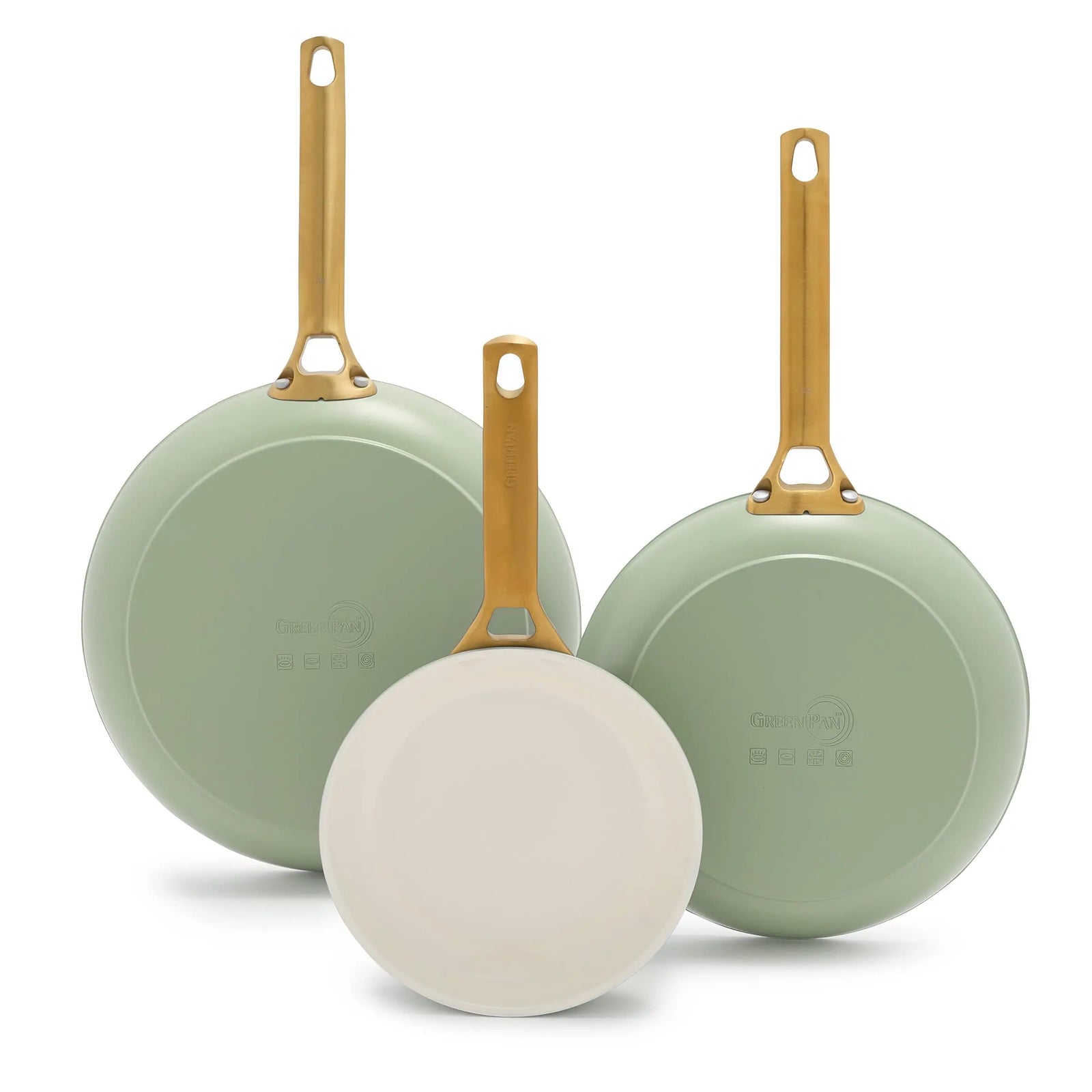 GreenPan Reserve Hard Anodized Healthy Ceramic Pans - Gold Handle/Sage 