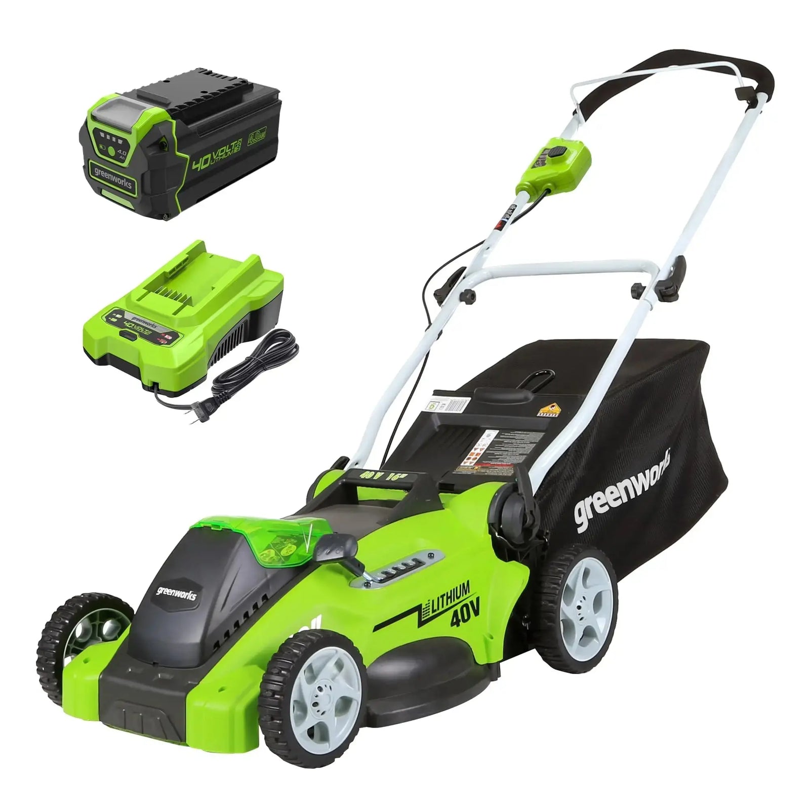 Greenworks 40V 16" Cordless Lawn Mower, Ultra-Light Push Mower with 4.0Ah Battery & Charger(75+ Tool Compatibility, 40Min Runtime) 