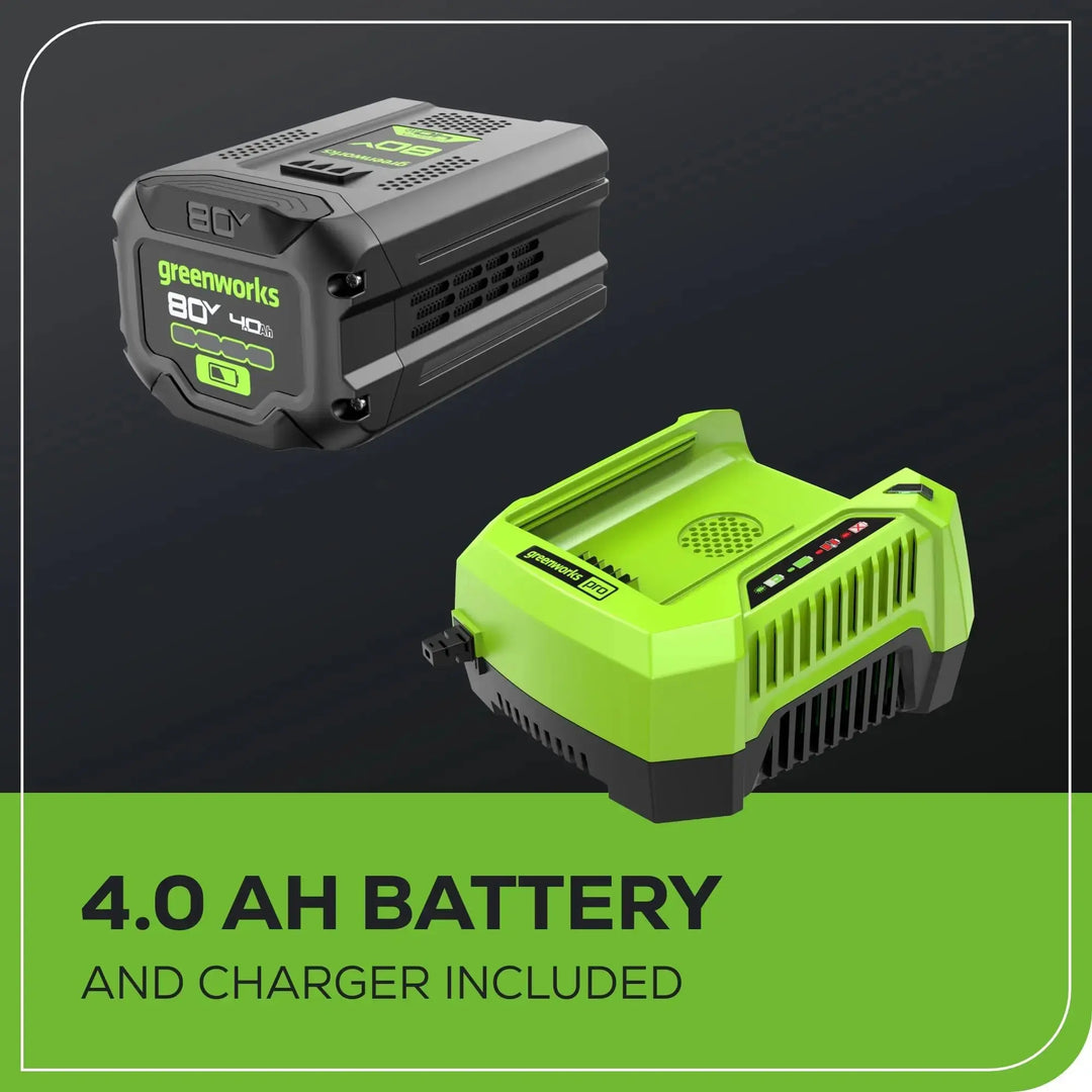 Greenworks 80V 21" Self-Propelled Cordless Lawn Mower – Brushless Motor, LED Lights, 4.0Ah Battery & Rapid Charger (75+ Compatible Tools) 