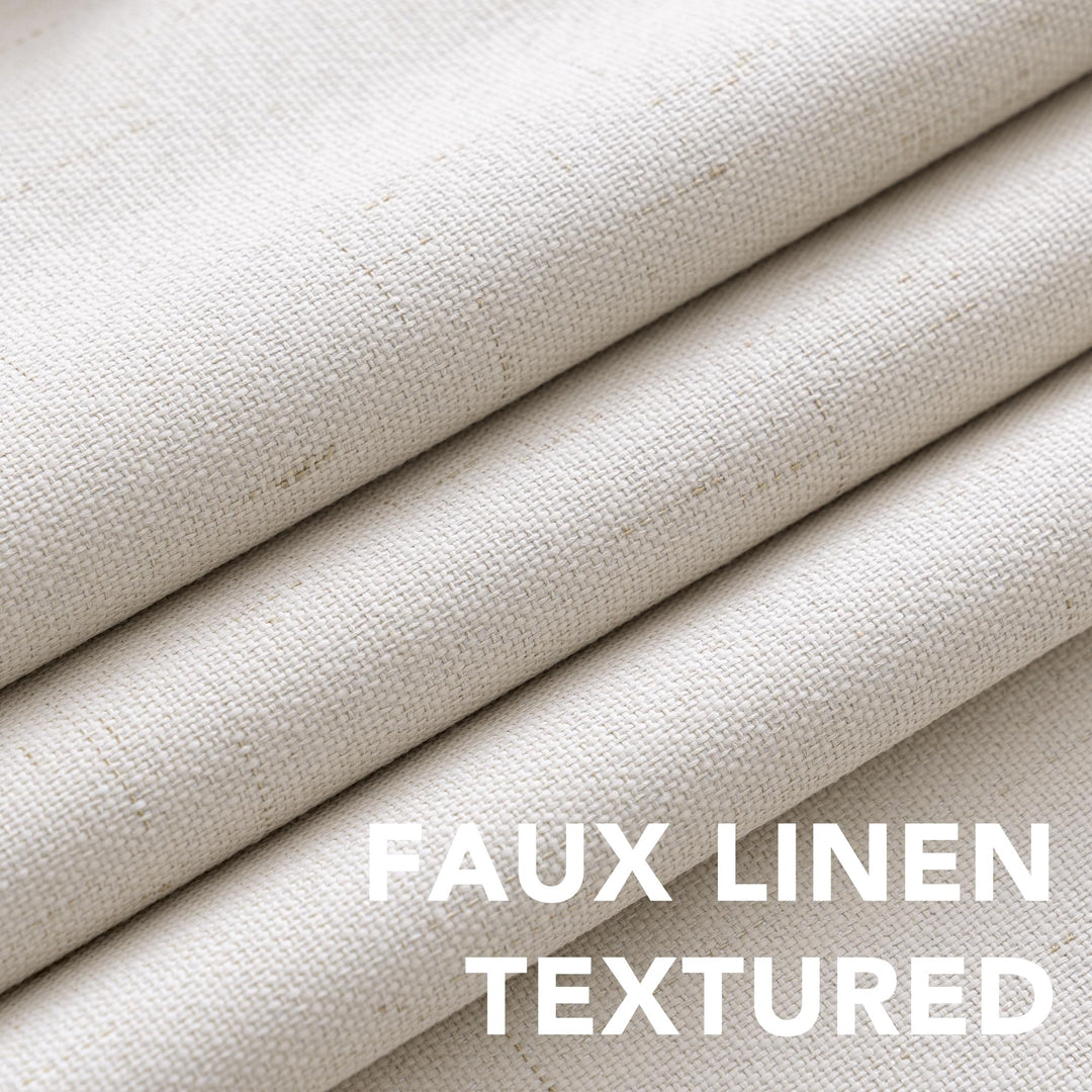 H.VERSAILTEX 100% Blackout Curtains Linen Textured Blackout Curtains for Bedroom Full Light Blocking Thermal Insulated Curtain Panels 84 Inches Long Energy Saving with White Liner, 2 Panels, Ivory 