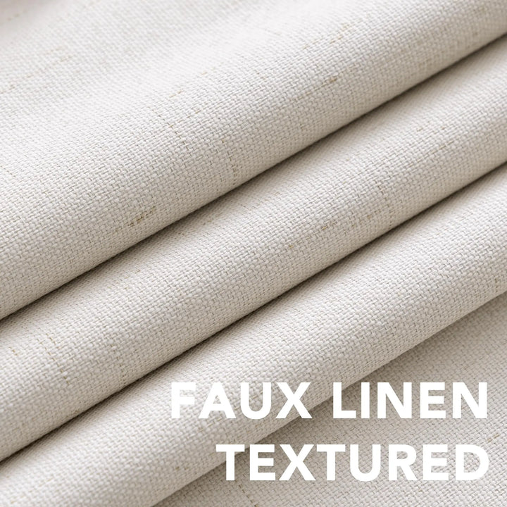 H.VERSAILTEX 100% Blackout Curtains Linen Textured Blackout Curtains for Bedroom Full Light Blocking Thermal Insulated Curtain Panels 84 Inches Long Energy Saving with White Liner, 2 Panels, Ivory