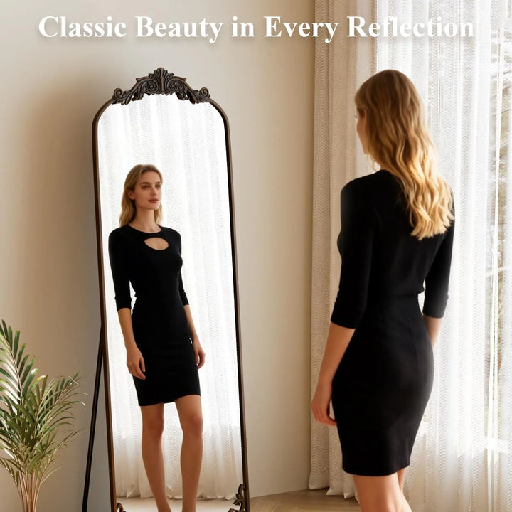 HARRITPURE arched full length mirror with an ornate vintage gold frame