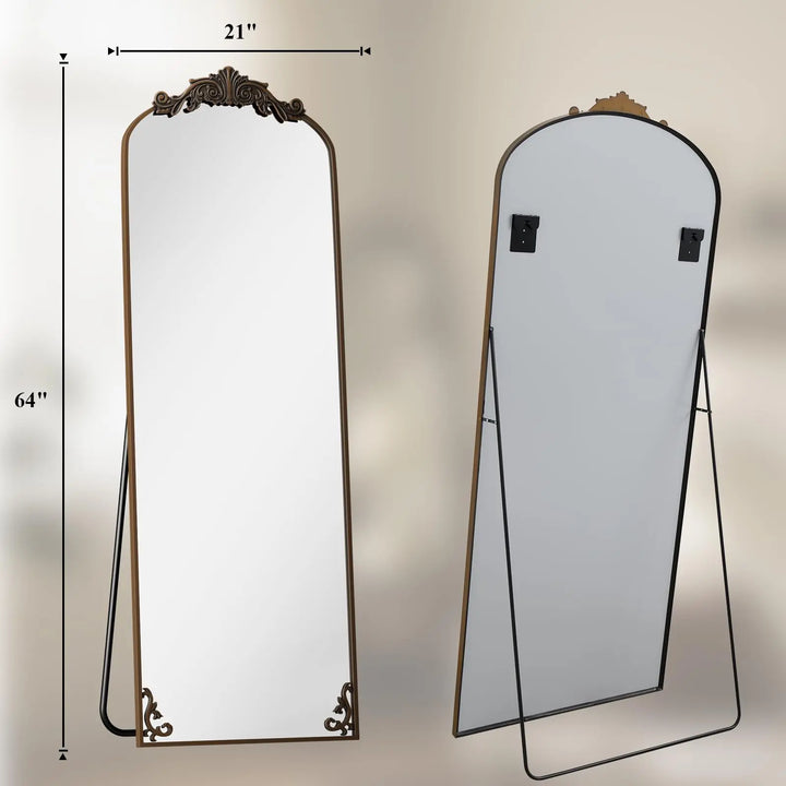 HARRITPURE arched full length mirror with an ornate vintage gold frame