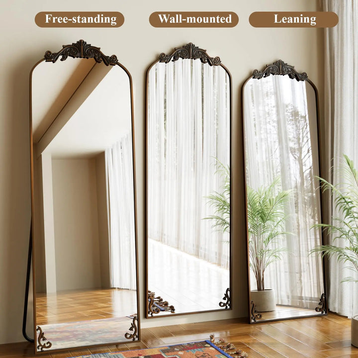 HARRITPURE arched full length mirror with an ornate vintage gold frame