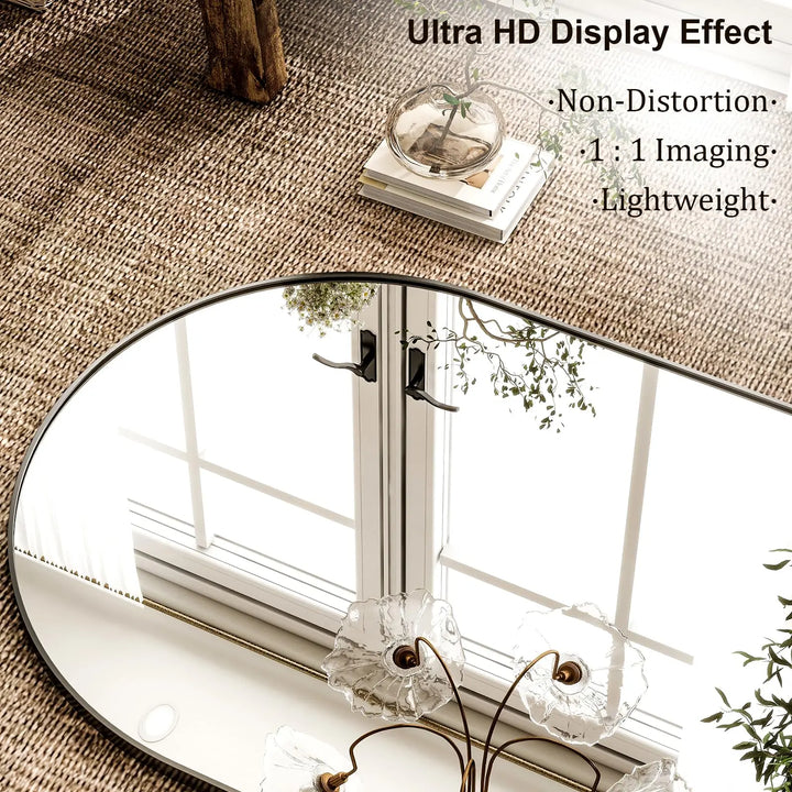 HARRITPURE 86x46 Inch Full Length Mirror, Oversized Arched Mirror, Black