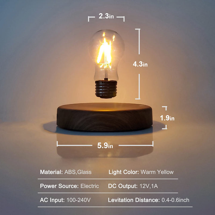 HCNT Levitating Bulb Lamp Magnetic Floating LED Light Desk Lamp Table lamp Night Light, 360 Degree Automatic Rotating Light for Unique Gifts Room Home Office Decor 