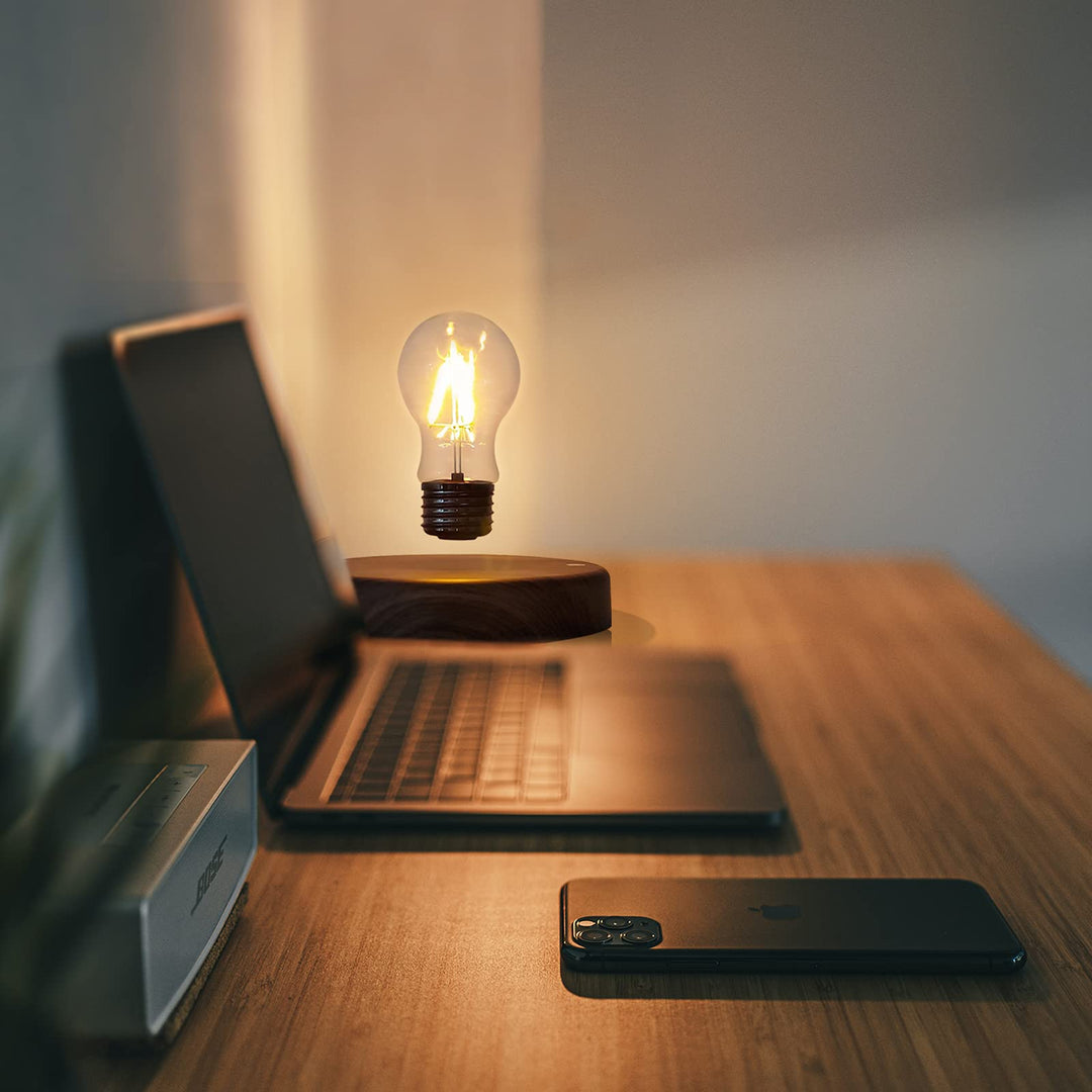 HCNT Levitating Bulb Lamp Magnetic Floating LED Light Desk Lamp Table lamp Night Light, 360 Degree Automatic Rotating Light for Unique Gifts Room Home Office Decor 