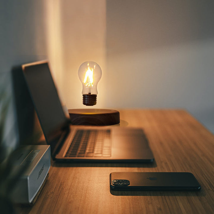 HCNT Levitating Bulb Lamp Magnetic Floating LED Light Desk Lamp Table lamp Night Light, 360 Degree Automatic Rotating Light for Unique Gifts Room Home Office Decor 