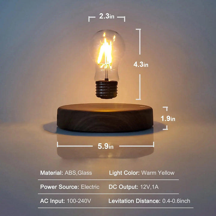 HCNT Levitating Bulb Lamp Magnetic Floating LED Light Desk Lamp Table lamp Night Light, 360 Degree Automatic Rotating Light for Unique Gifts Room Home Office Decor 