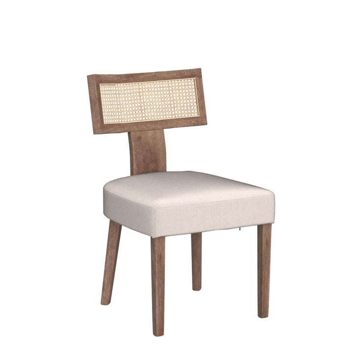 HNY Mid Century Modern Rattan Dining Chairs Set of 6, Linen Upholstered Kitchen &amp; Dining Room Chairs with Ergonomic Curved Back, Solid Wood Frame, Farmhouse Accent Chairs for Home, Apartment, Beige 