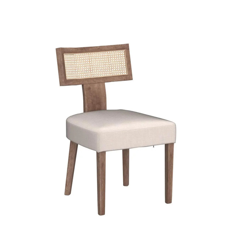 HNY Mid Century Modern Rattan Dining Chairs Set of 6, Linen Upholstered Kitchen &amp; Dining Room Chairs with Ergonomic Curved Back, Solid Wood Frame, Farmhouse Accent Chairs for Home, Apartment, Beige 