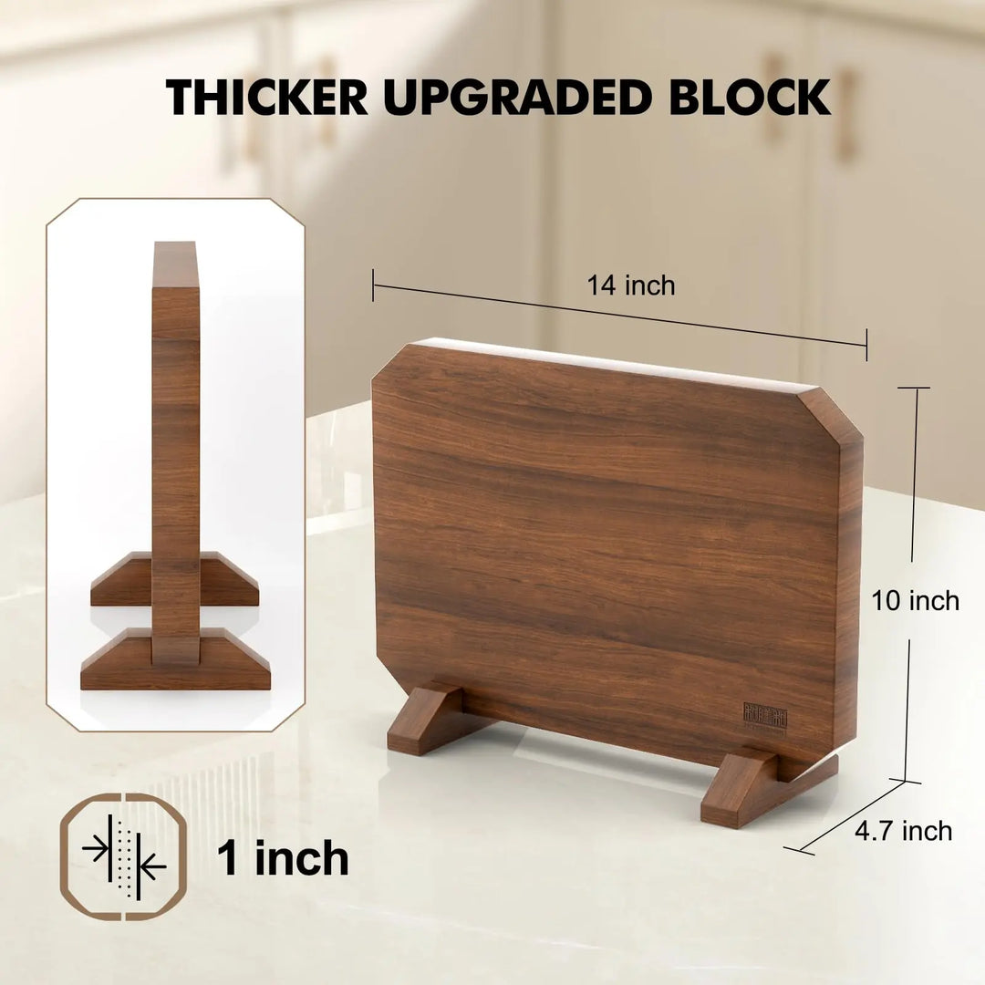 HOSHANHO Magnetic Knife Block, Thickened Acacia Wood Kitchen Knife Holder
