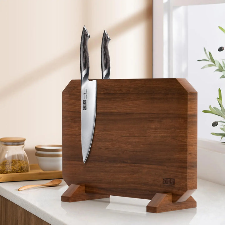 HOSHANHO Magnetic Knife Block, Thickened Acacia Wood Kitchen Knife Holder