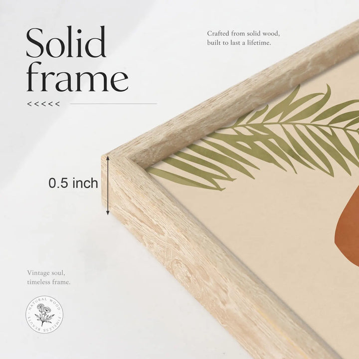HOURIA Terracotta Sage Green Palm Leaf Framed Canvas Wall Art Set-16"x24"x3