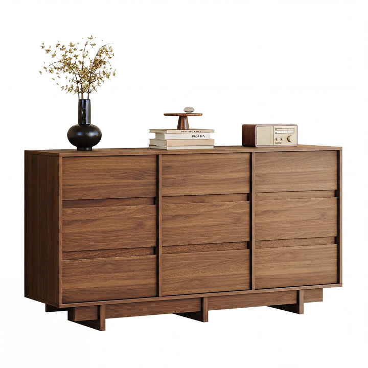 HOUROM Walnut Dresser for Bedroom, 59in Modern 9 Drawer Chest of Drawers 