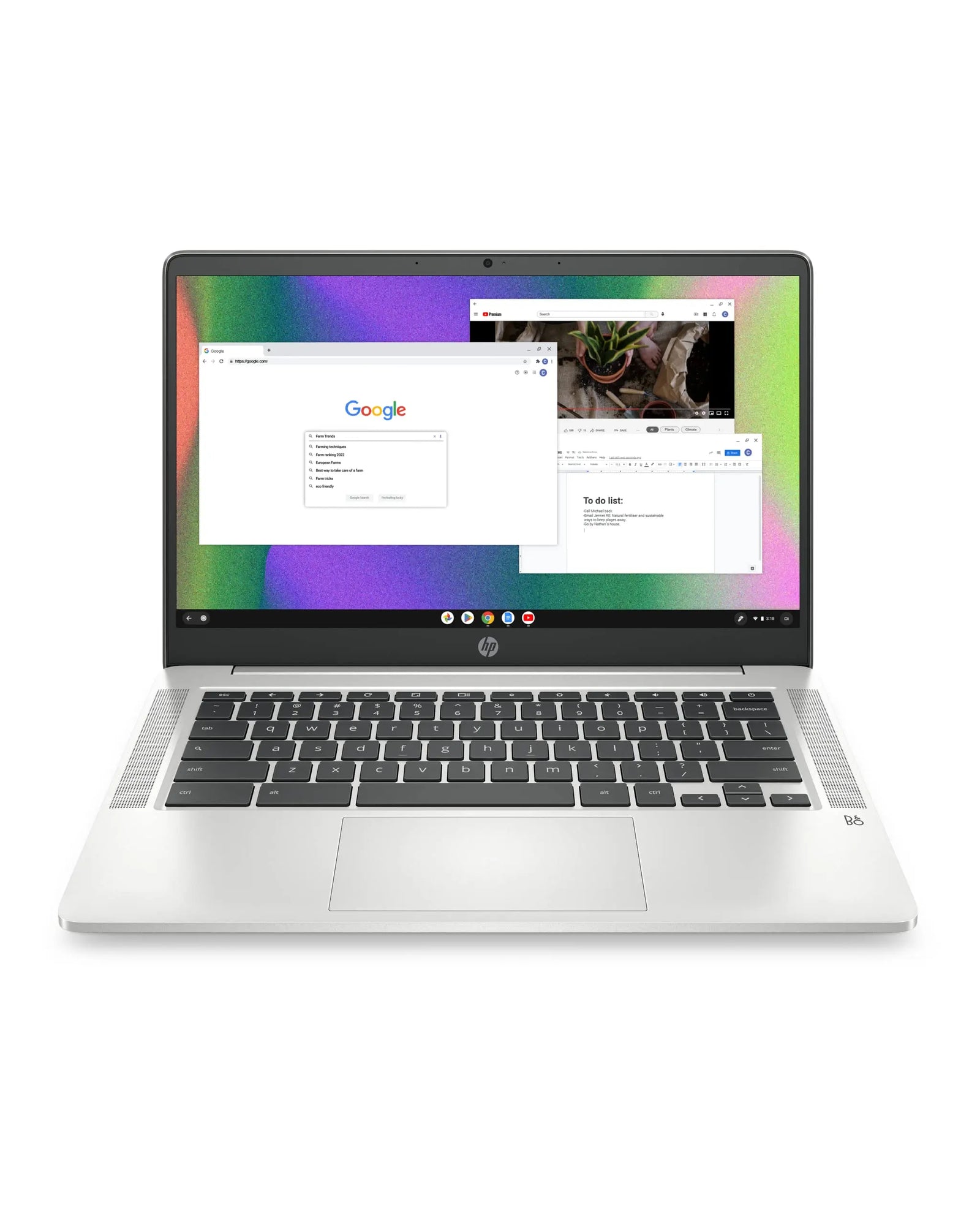 HP Chromebook 14 Laptop 2022, Intel Celeron N4120, 4 GB RAM, 64 GB eMMC, 14" HD Display - Silver 