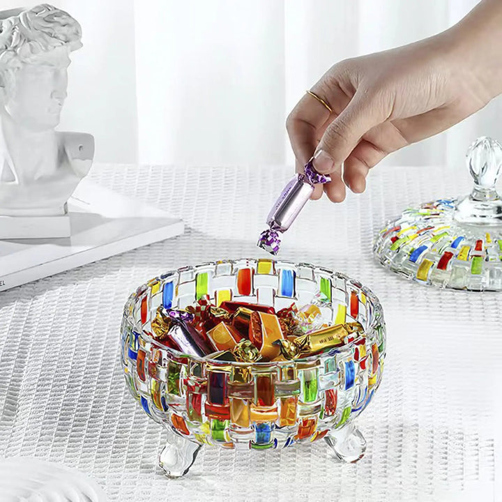 HSKIE Colorful Crystal candy jars Candy jars with lids christmas candy jar Candy containers cute candy jar glass jar with lid-24 oz 