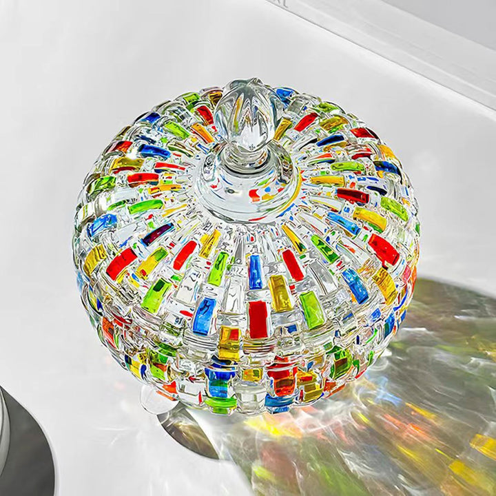 HSKIE Colorful Crystal candy jars Candy jars with lids christmas candy jar Candy containers cute candy jar glass jar with lid-24 oz 