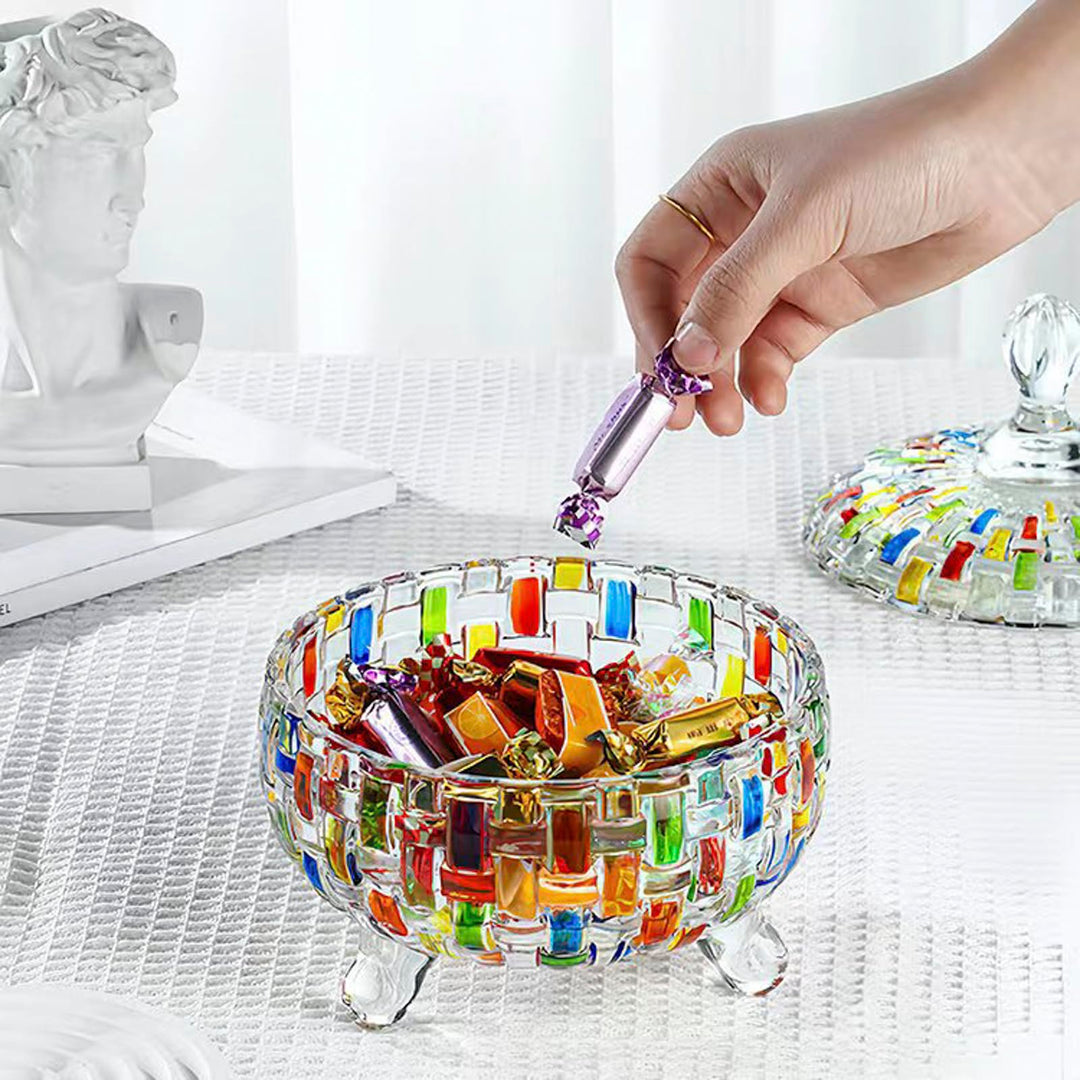 HSKIE Colorful Crystal candy jars Candy jars with lids christmas candy jar Candy containers cute candy jar glass jar with lid-24 oz 