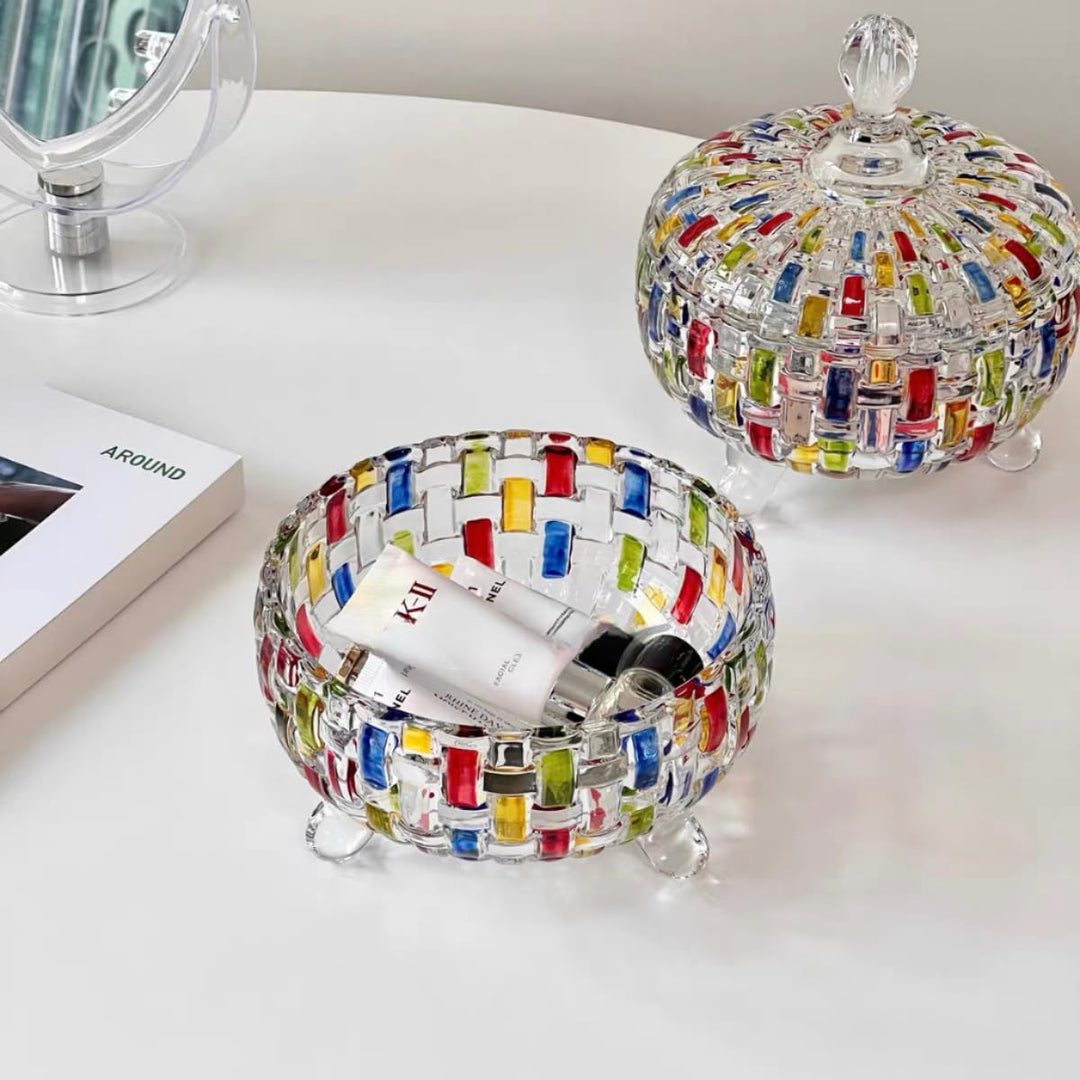 HSKIE Colorful Crystal candy jars Candy jars with lids christmas candy jar Candy containers cute candy jar glass jar with lid-24 oz 