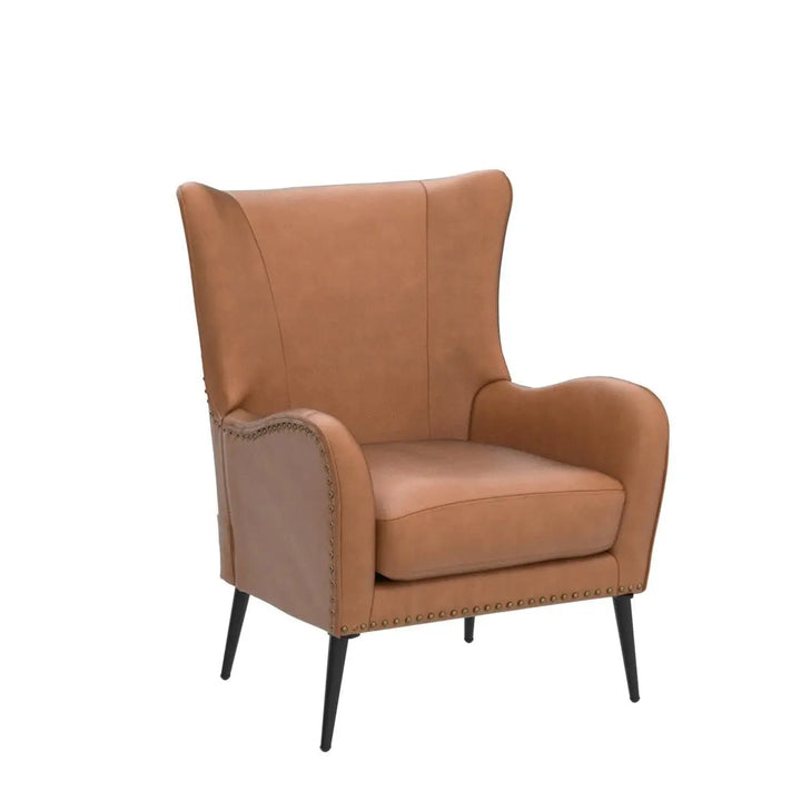 HULALA HOME Faux Leather Accent Chair, Set of 2, Camel