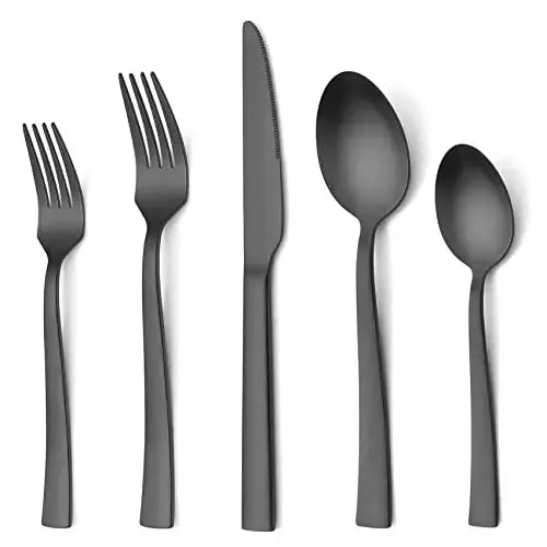 HaWare 40-Piece Stainless Steel Flatware Set, Serves 8 - Matte Black