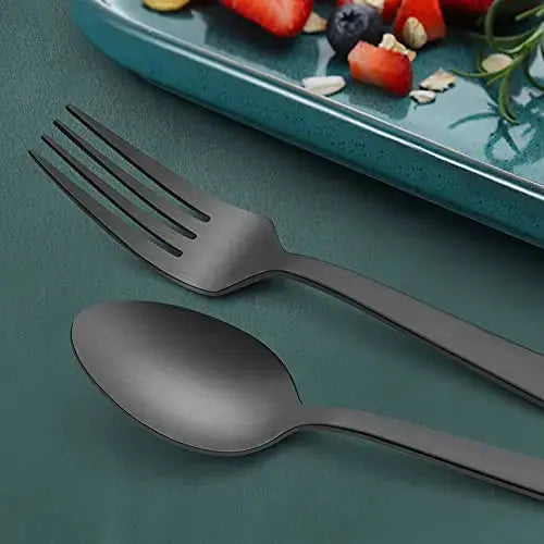 HaWare 40-Piece Stainless Steel Flatware Set, Serves 8 - Matte Black