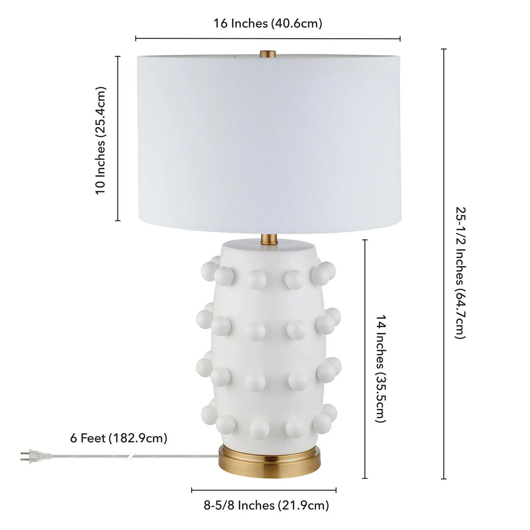 Henn&amp;Hart 26 Inch Modern 1-Light Table Lamp, Flat White