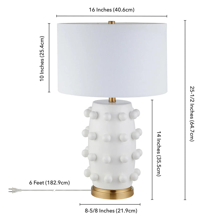 Henn&amp;Hart 26 Inch Modern 1-Light Table Lamp, Flat White