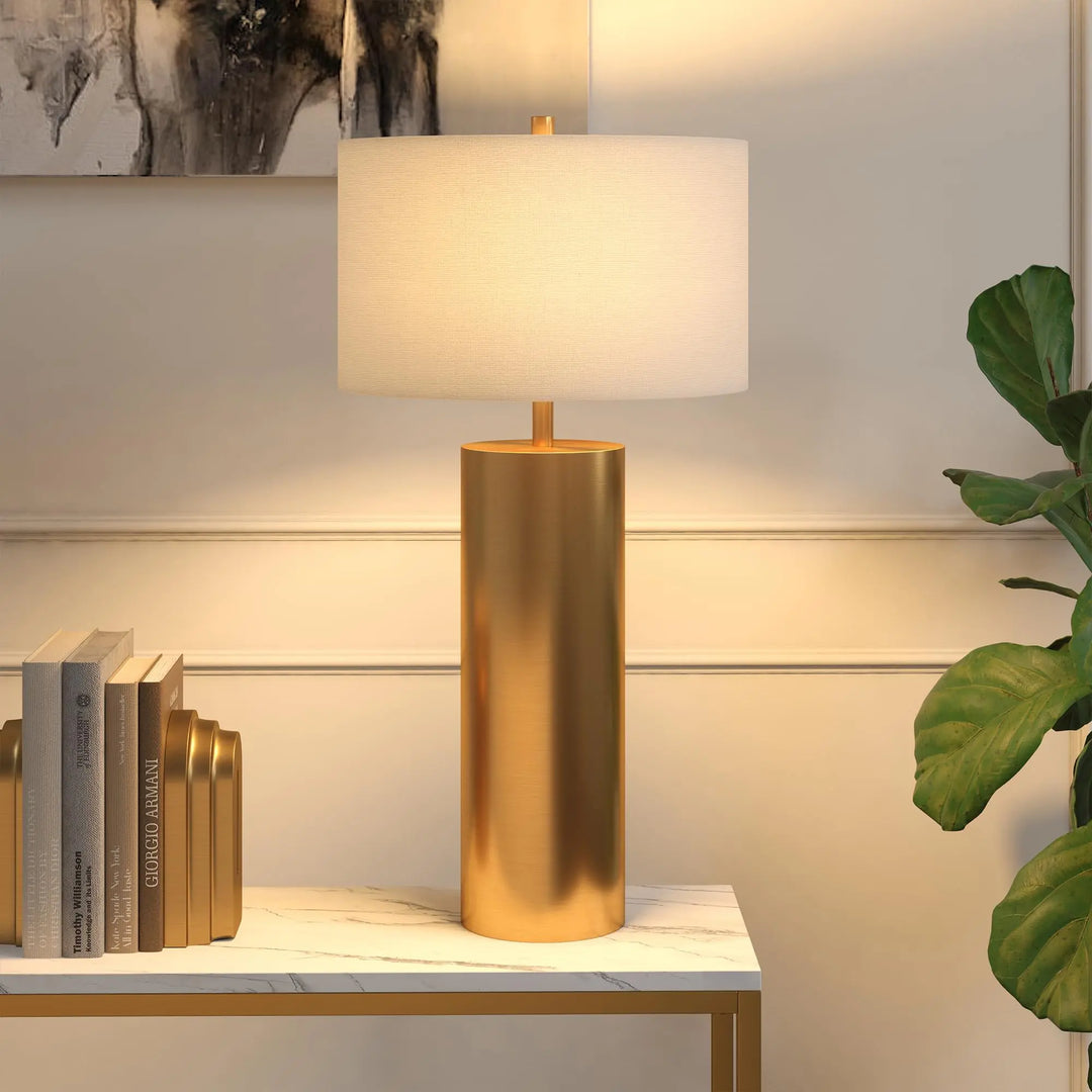 Henn&amp;Hart 30 Inch Modern 1-Light Table Lamp, Gold