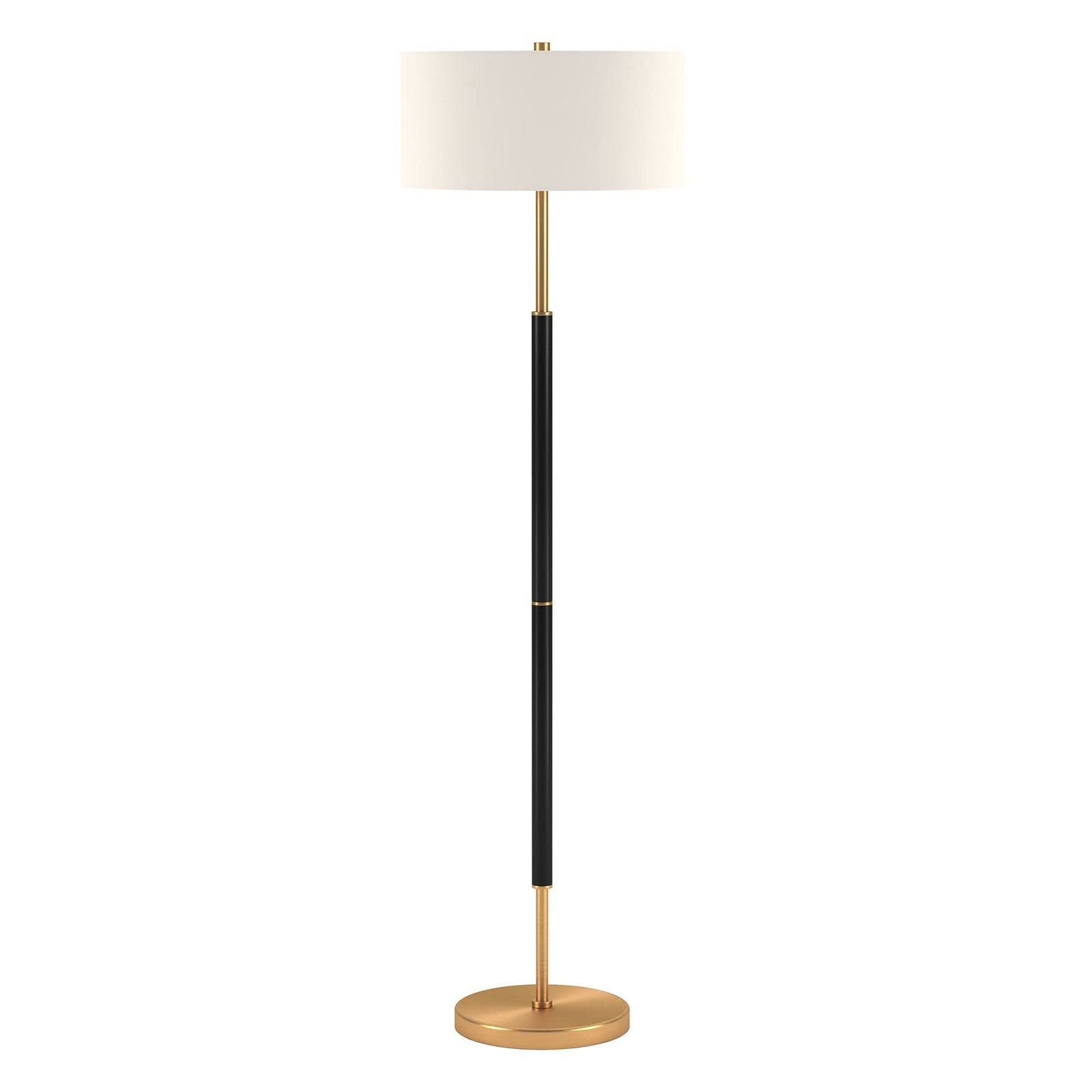 Henn&Hart 61" Modern 2-Light Floor Lamp, Flat Black 