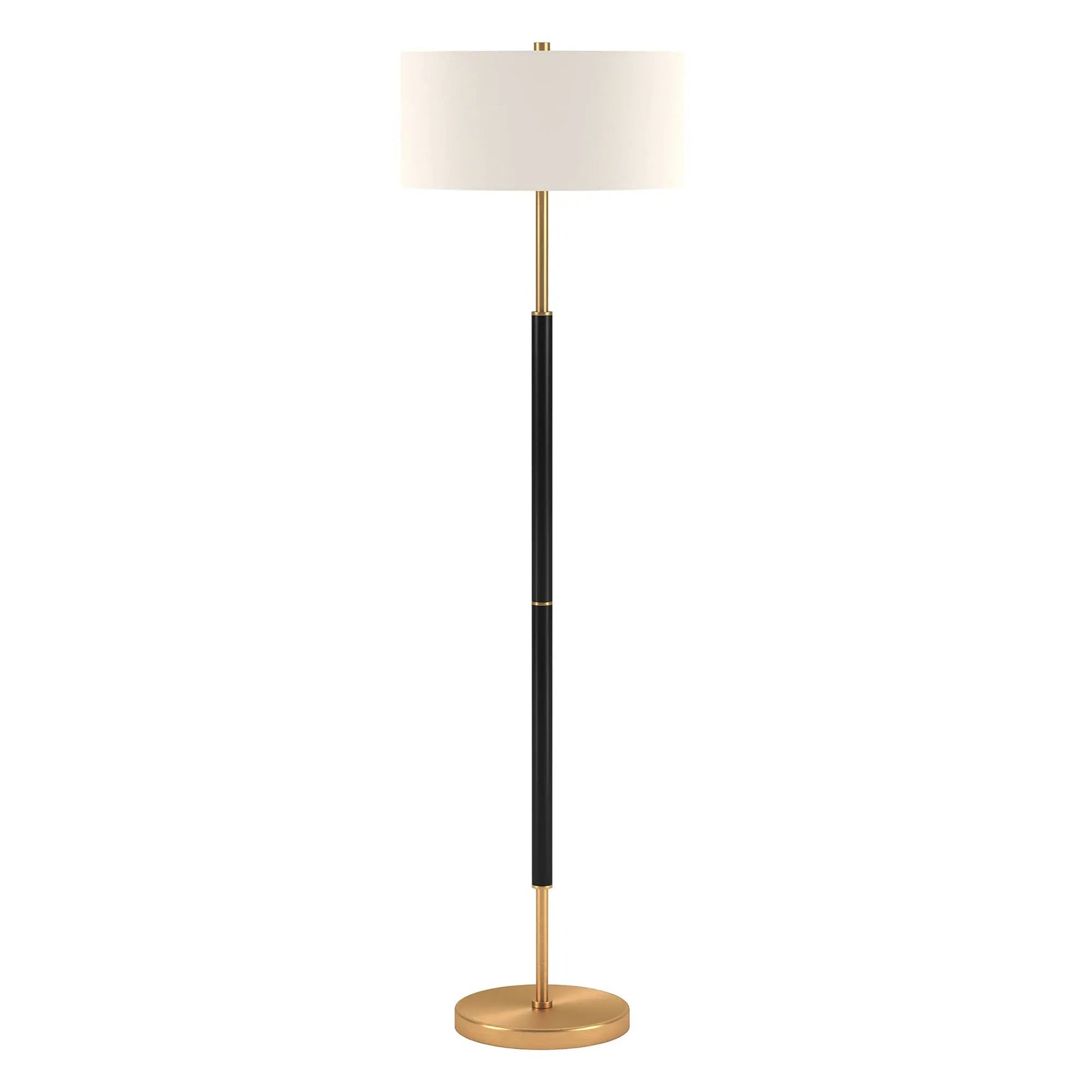 Henn&Hart 61" Modern 2-Light Floor Lamp, Flat Black 