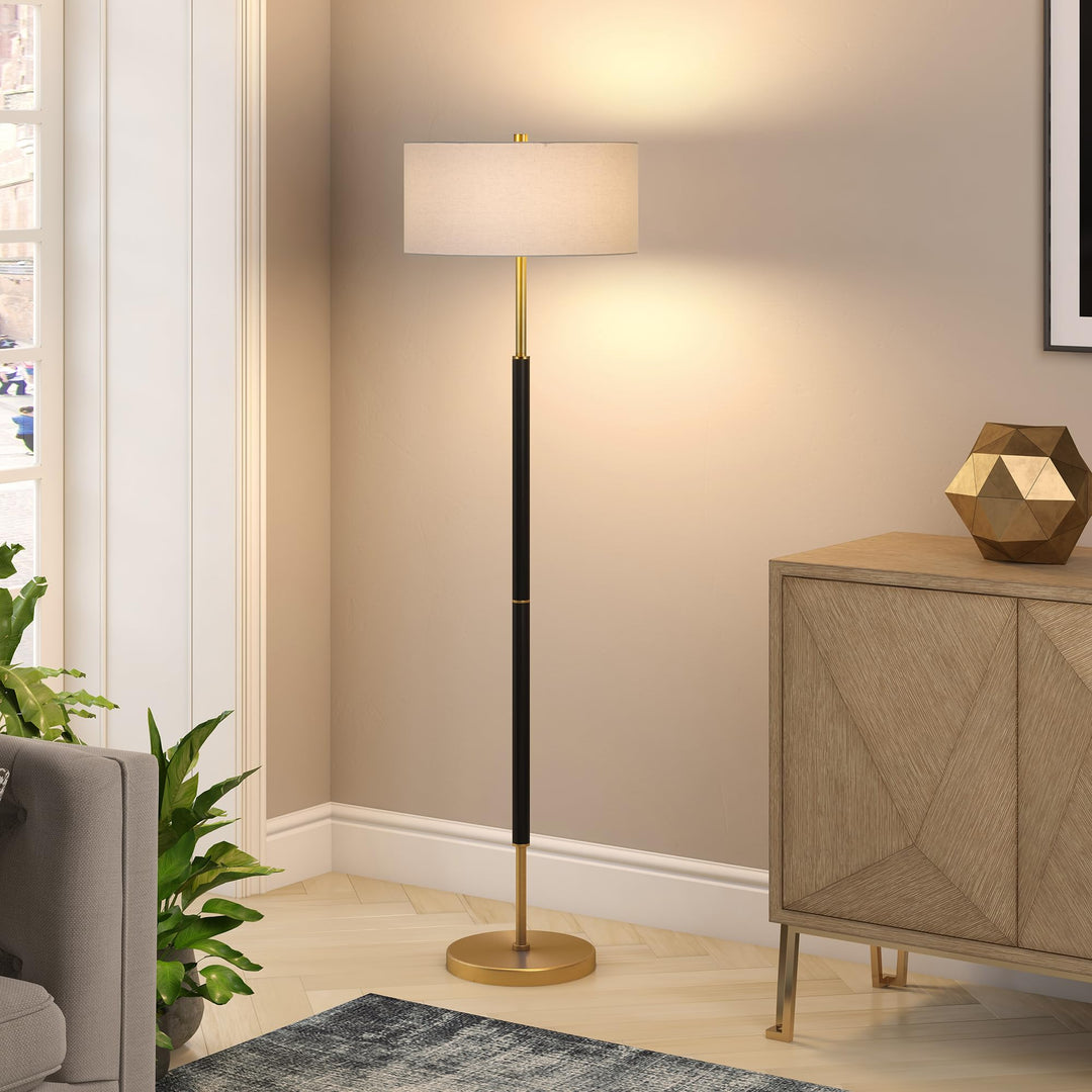 Henn&amp;Hart 61" Modern 2-Light Floor Lamp, Flat Black 