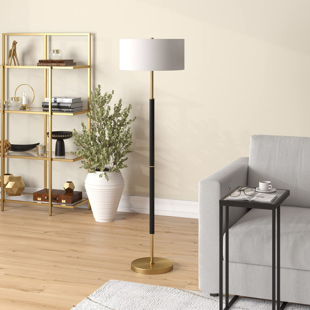 Henn&amp;Hart 61" Modern 2-Light Floor Lamp, Flat Black 