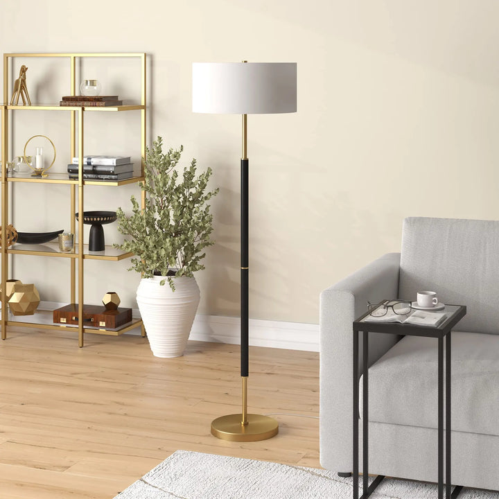 Henn&amp;Hart 61" Modern 2-Light Floor Lamp, Flat Black 
