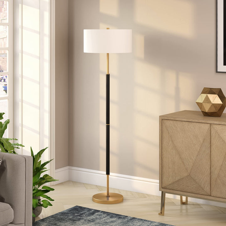 Henn&amp;Hart 61" Modern 2-Light Floor Lamp, Flat Black 