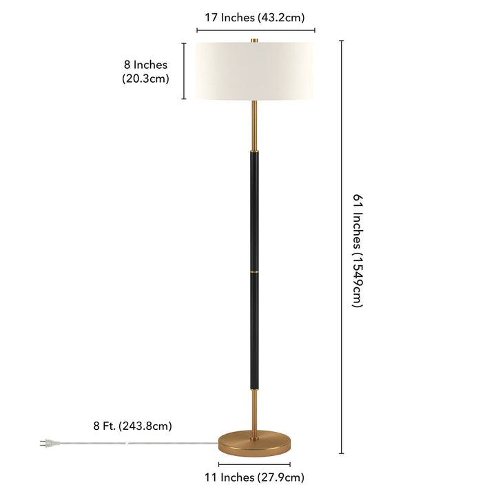 Henn&amp;Hart 61" Modern 2-Light Floor Lamp, Flat Black 